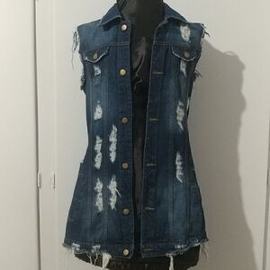 Riva Curve Ripped Denim Jacket